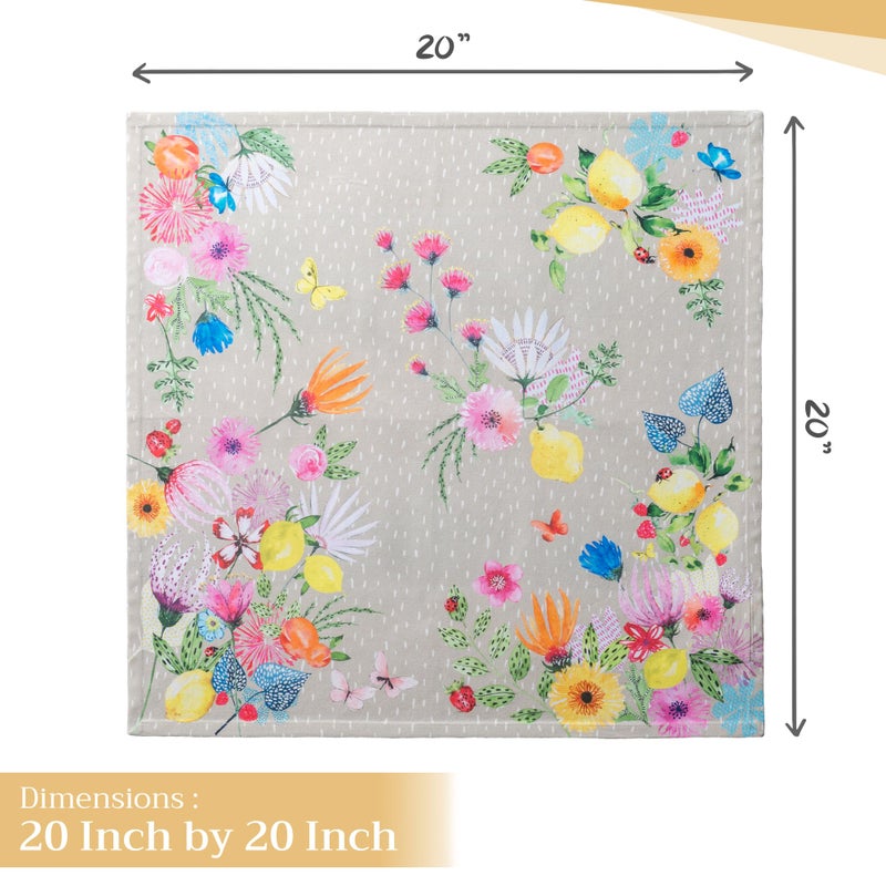 Maison d' Hermine Cloth Napkins Set of 4 100% Cotton Everyday Reusable Square Napkins Cloth Washable, Dinner, Party, Wedding, Restaurant, Spring/Summer (Jardin D'Ete - Fog, 20" x 20") - Image 4